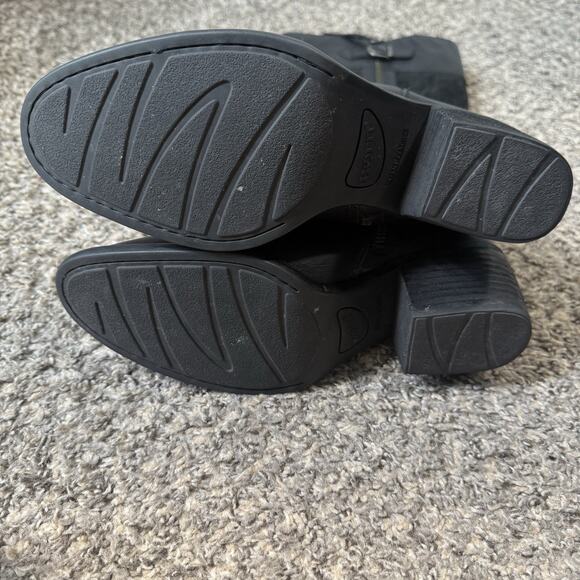 Born Uchee Tall Riding Boots Knee High Block Heel Zip 8.5 M Suede Leather Black - Picture 3 of 7